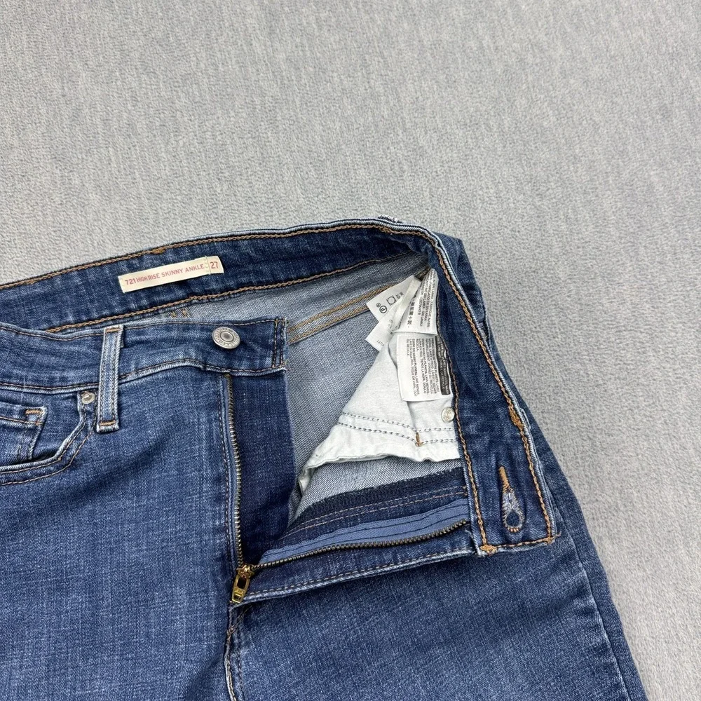 Levis Jeans Womens 27x26 Blue High Rise Stretch 721 Regular Skinny Ankle Cotton